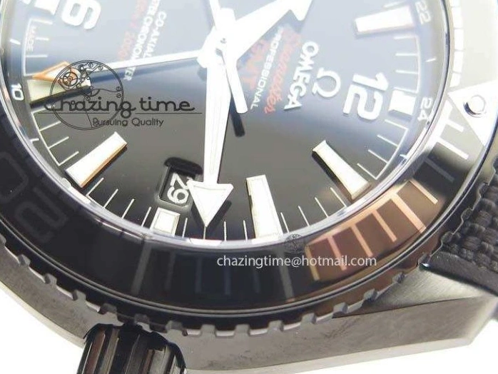 0705 ComfortFit Planet Ocean 45mm GMT DLC JHF Best Edition Black Dial On Rubber Strap A 8194
